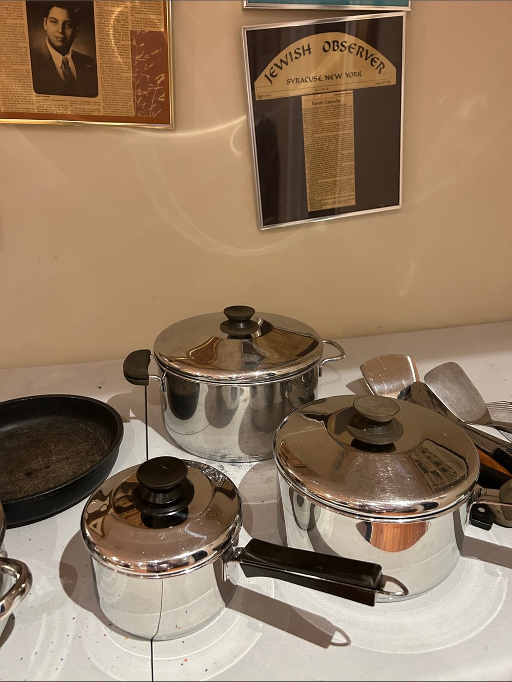 Stainless Steel 3-Piece Cookware Set with Black Handles - Silver